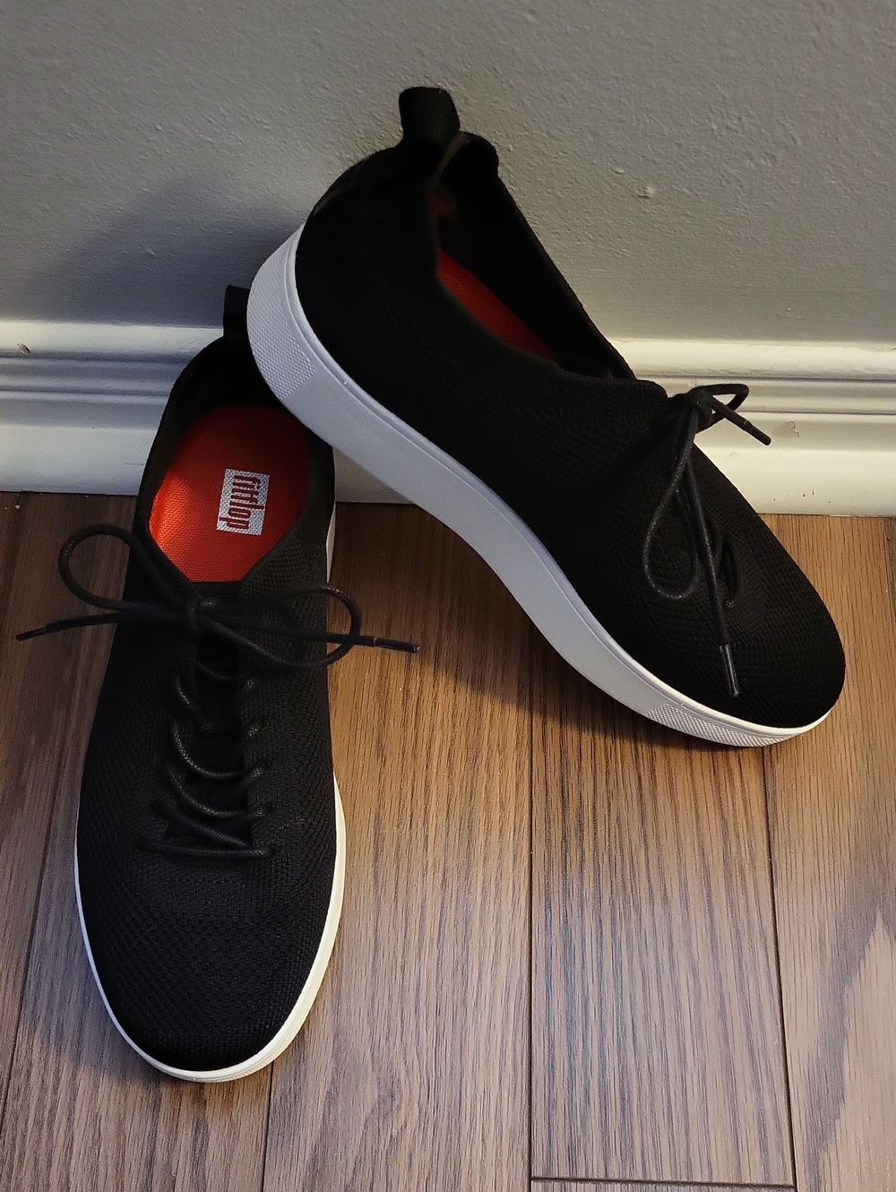 Fitflop Black Knit Lace-Up Sneakers